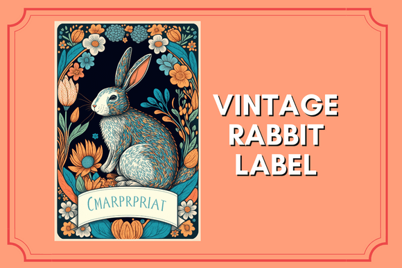 Download Vintage Rabbit Floral Label Illustration - Premium Resources